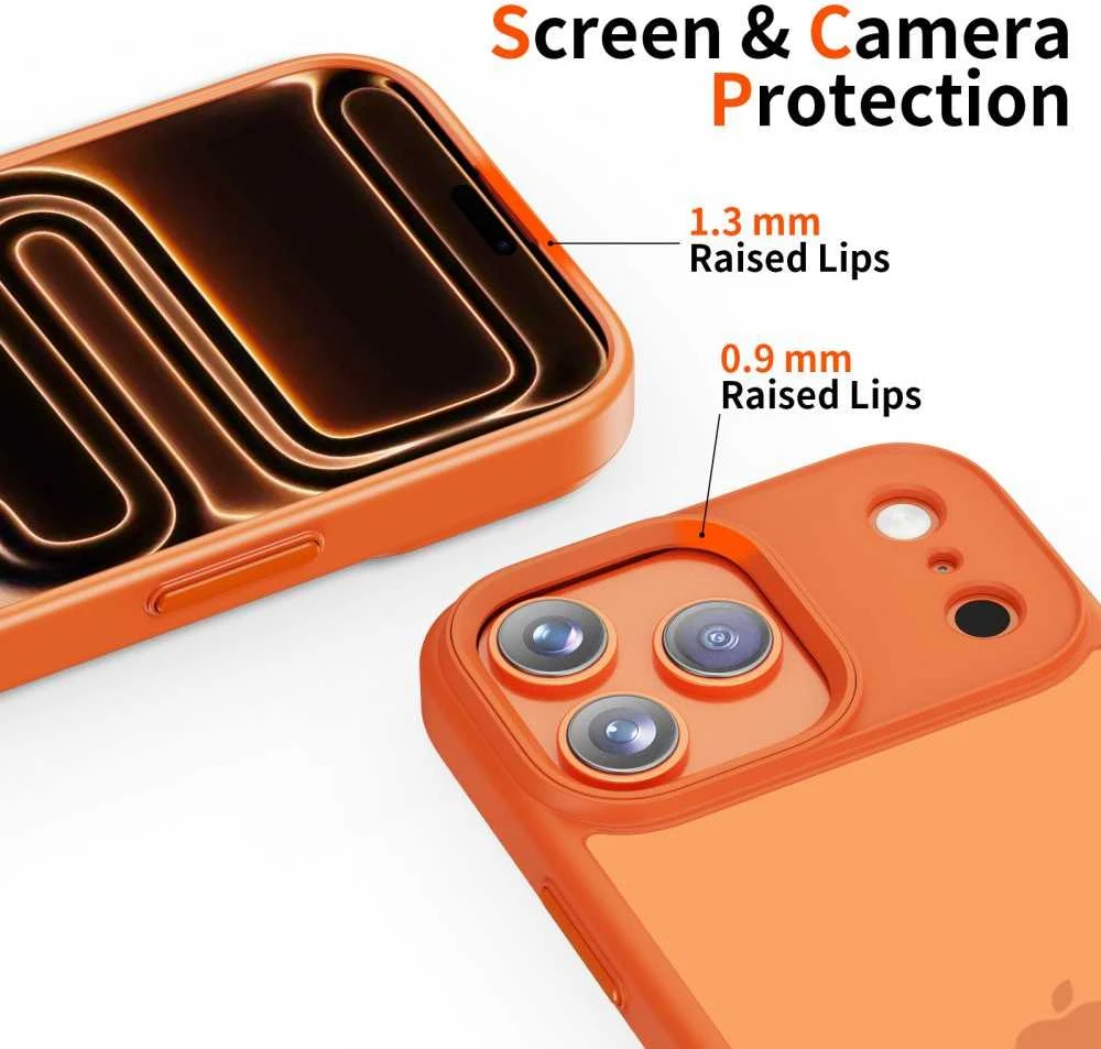 „Tech-Protect MagMat“ dėklas, skirtas „iPhone 17 Pro“ – oranžinis ir matinis