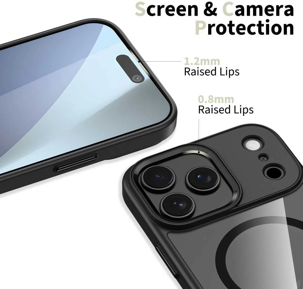 Tech-Protect MagMat MagSafe dėklas skirtas Apple iPhone 17 Pro – skaidrus juodos spalvos