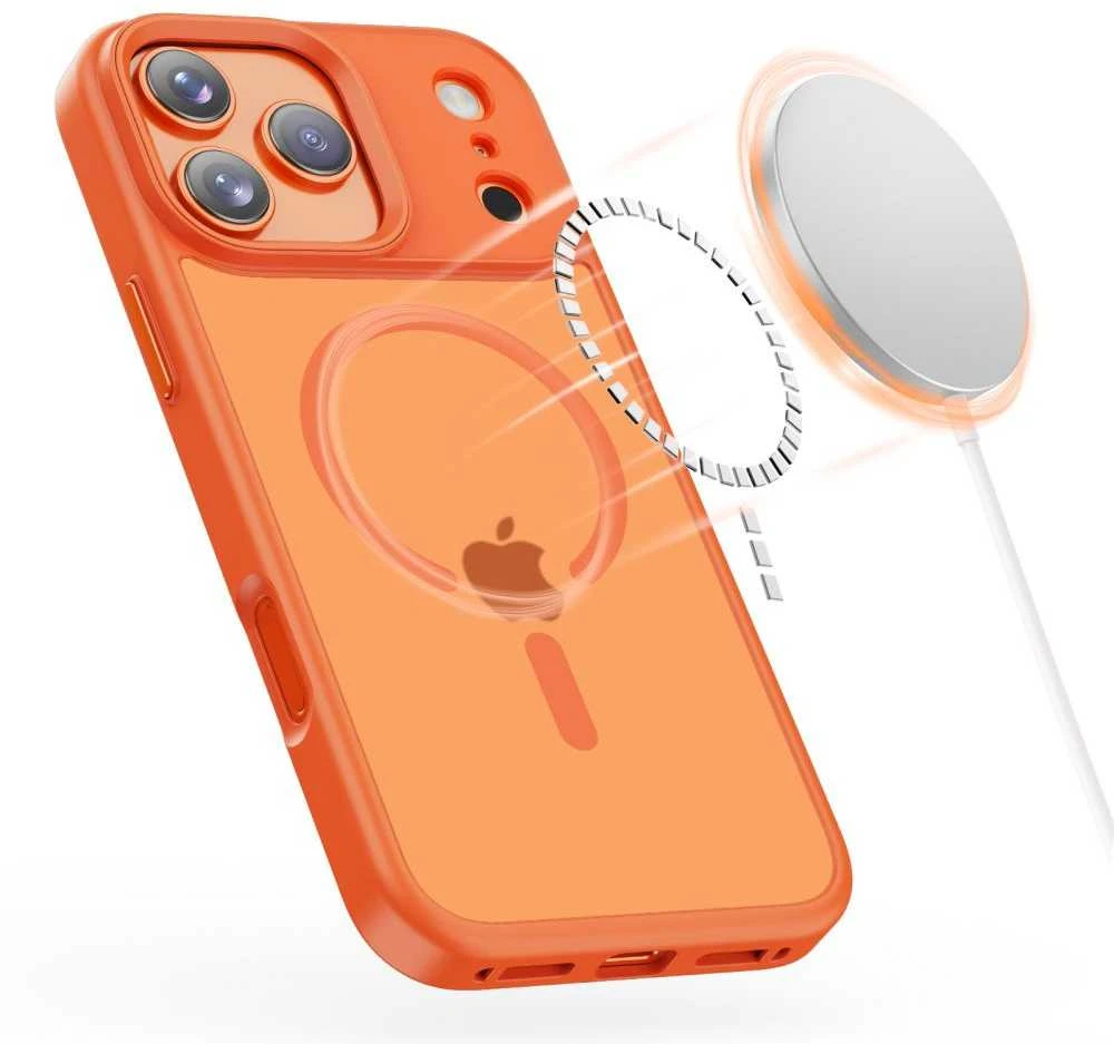 „Tech-Protect MagMat MagSafe“ dėklas, skirtas „iPhone 17 Pro“ – oranžinis