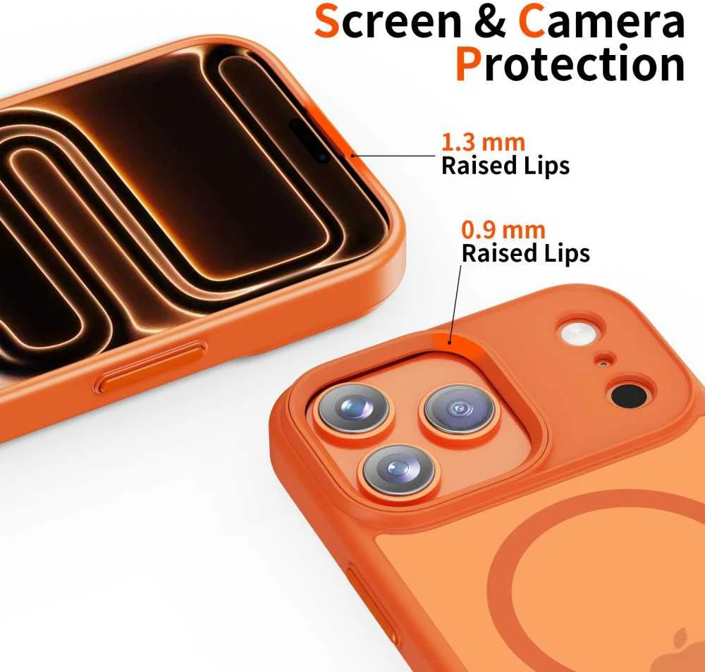 „Tech-Protect MagMat MagSafe“ dėklas, skirtas „iPhone 17 Pro Max“ – oranžinis