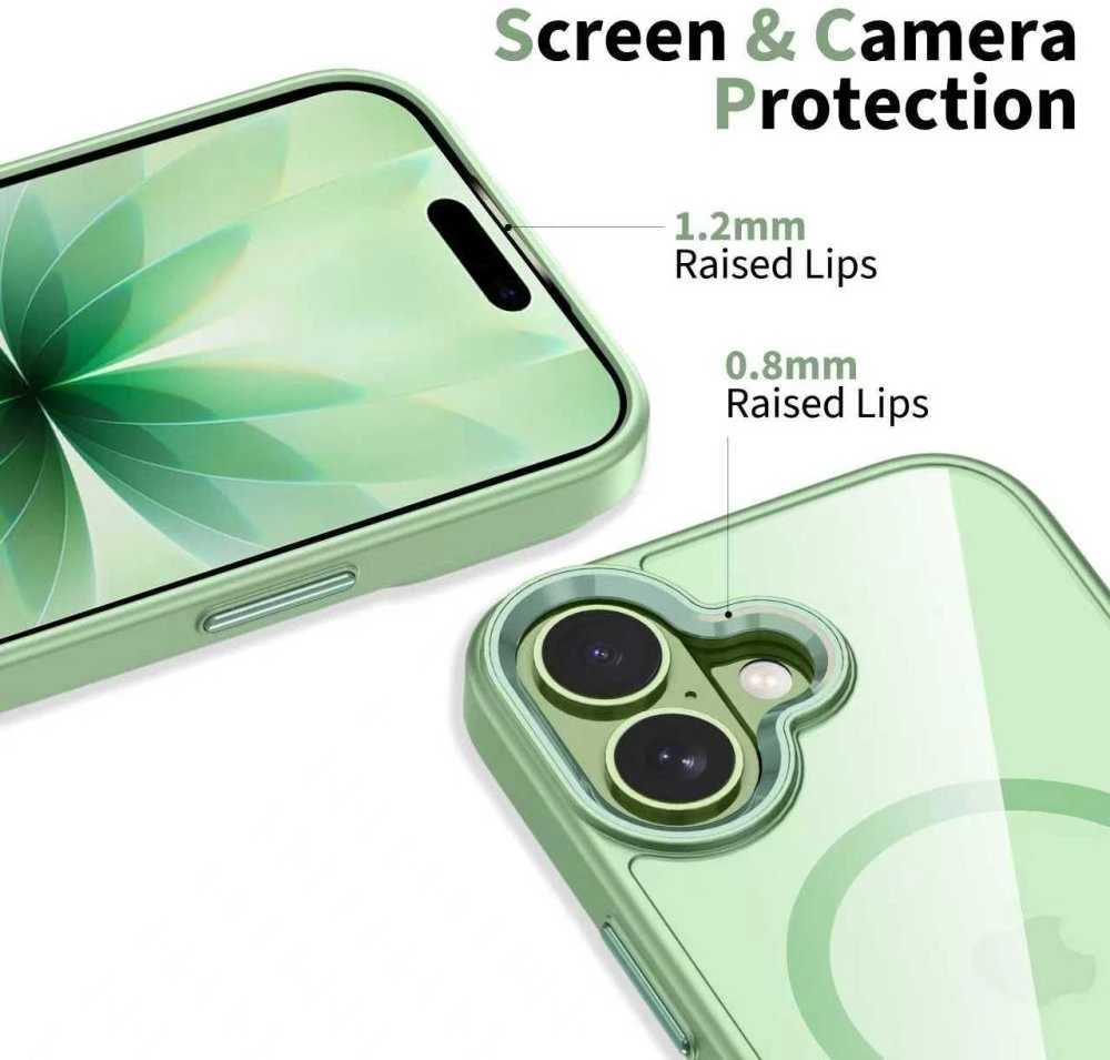 „Tech-Protect MagMat MagSafe“ dėklas, skirtas „iPhone 17“ – permatomas Žalias