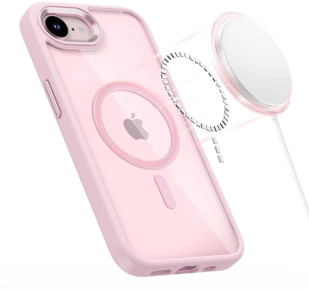 Dėklas Tech-Protect Magmat MagSafe Case for iPhone 16e / 17e - Transparent Rožinė
