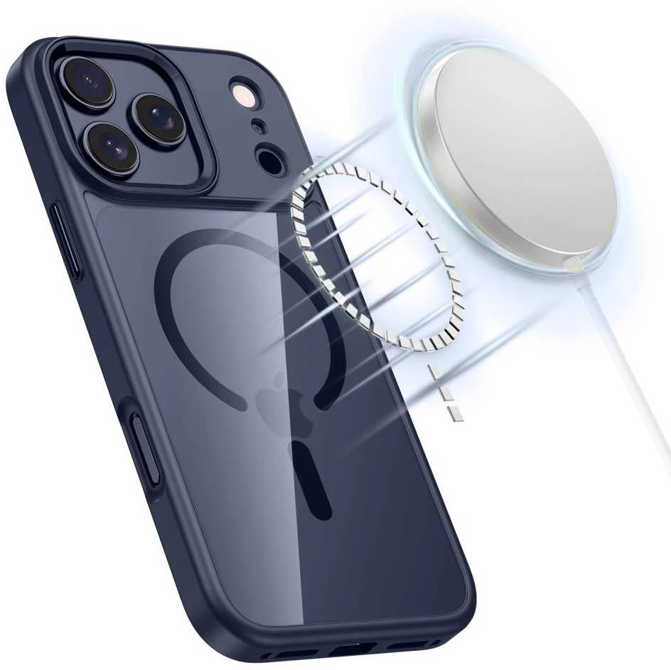 „Tech-Protect MagMat MagSafe“ dėklas, skirtas „iPhone 17 Pro Max“ – permatomas – tamsiai mėlynas Mėlyna