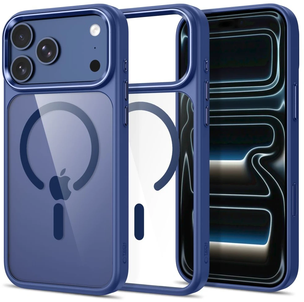 Dėklas Tech-Protect Magmat Magsafe CC Case for iPhone 17 Pro / 18 Pro - Navy Mėlyna and Transparent