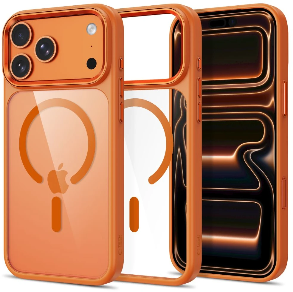 Dėklas Tech-Protect Magmat Magsafe CC case for iPhone 17 Pro / 18 Pro - oranžinis-transparent
