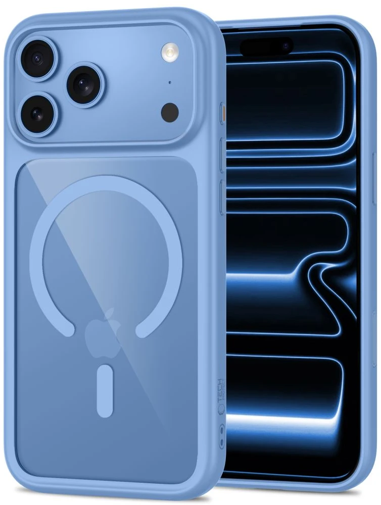 Tech-Protect MagOne CC MagSafe + Tempered Glass 2 vnt. Case for iPhone 18 Pro / 17 Pro - Transparent Mėlyna