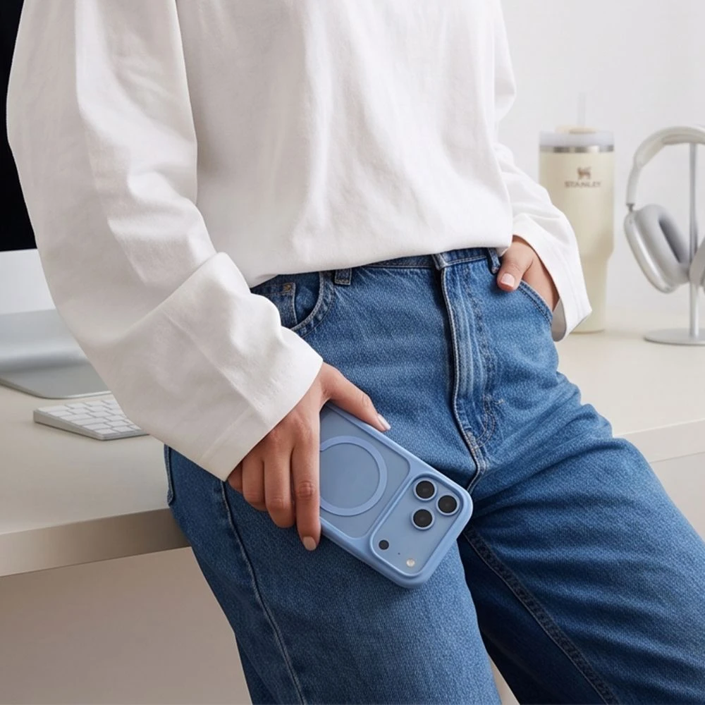 Tech-Protect MagOne CC MagSafe dėklas + grūdintas stiklas, 2 vnt., skirtas iPhone 18 Pro Max / 17 Pro Max – skaidriai mėlyna