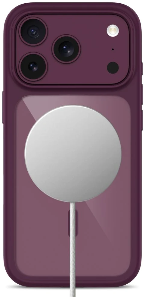 Tech-Protect MagOne CC MagSafe Case + Tempered Glass 2 vnt. for iPhone 18 Pro / 17 Pro - Clear Burgundy