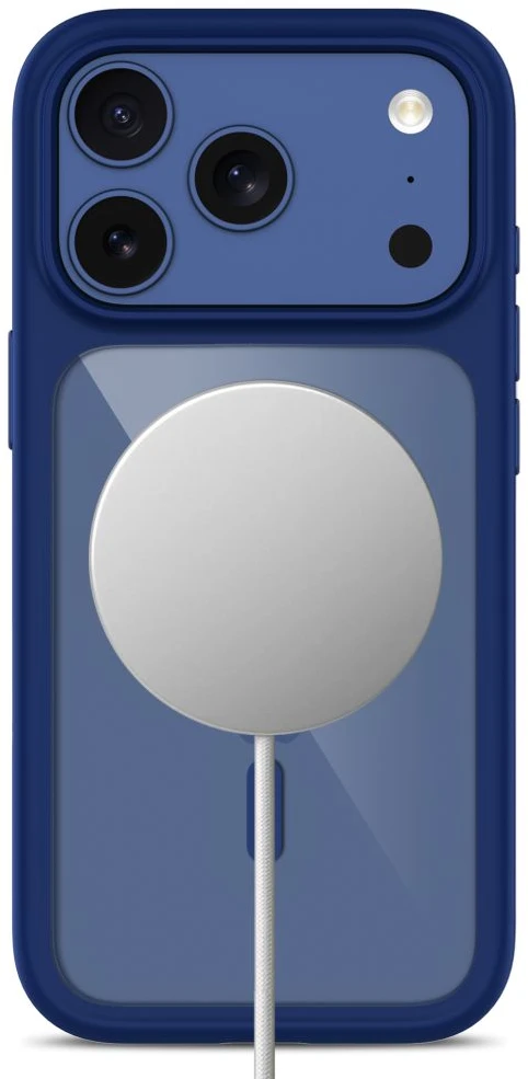 Tech-Protect MagOne MagSafe CC Case + Tempered Glass 2 vnt. for iPhone 18 Pro Max / 17 Pro Max - Clear Navy Mėlyna