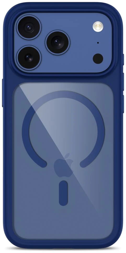 Tech-Protect MagOne MagSafe CC Case + Tempered Glass 2 vnt. for iPhone 18 Pro / 17 Pro - Clear Navy Mėlyna
