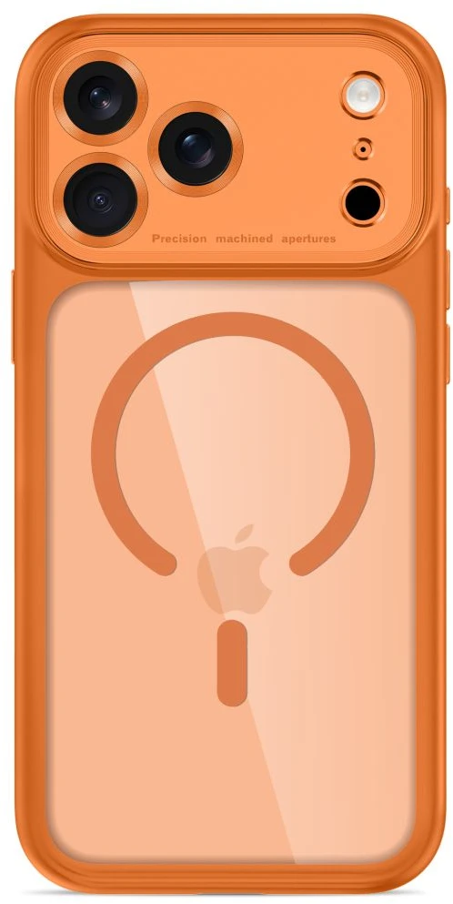 Dėklas TECH-PROTECT MAGPEAK MagSafe CC iPhone 17 Pro Max / 18 Pro Max KOSMINĖ ORANŽINĖ/SKAIDRI