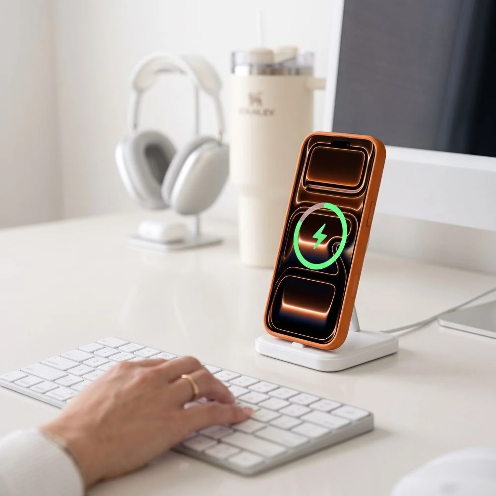 Dėklas TECH-PROTECT MAGPEAK MagSafe CC iPhone 17 Pro / 18 Pro MATINIS KOSMINĖS ORANŽINĖS SPALVOS