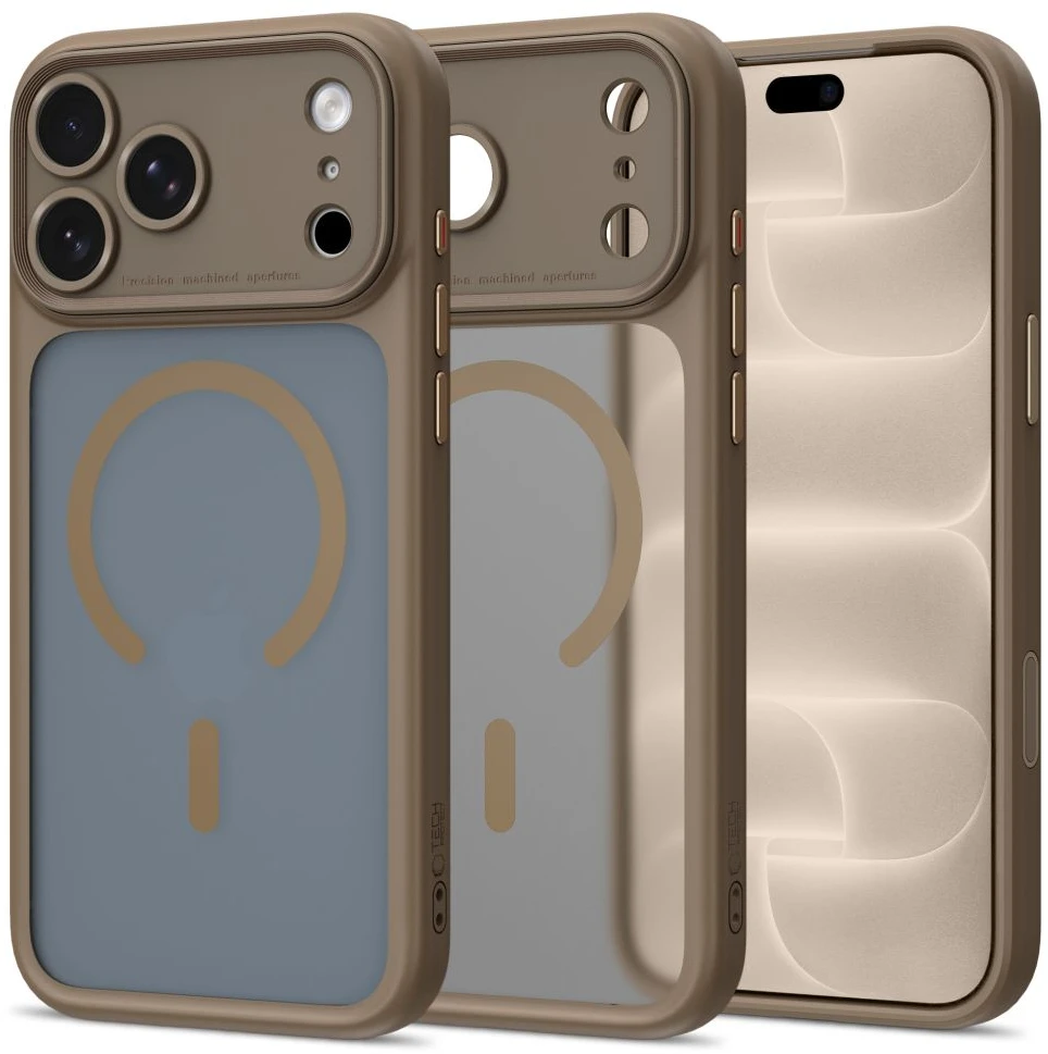 Tech-Protect MagPeak MagSafe CC dėklas iPhone 18 Pro / 17 Pro - matinė smėlio spalva