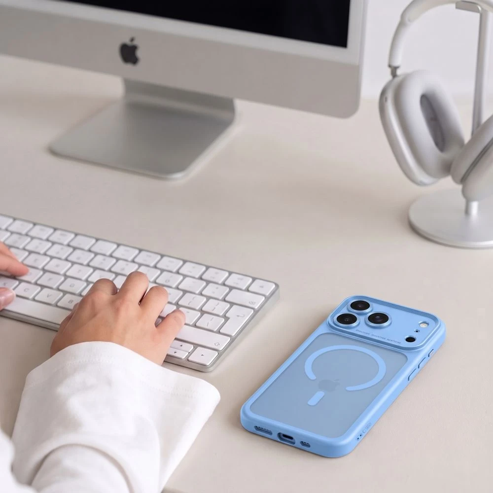 Dėklas TECH-PROTECT MAGPEAK MagSafe CC iPhone 17 Pro Max / 18 Pro Max MATINIS ŠVIESIAI MĖLYNAS