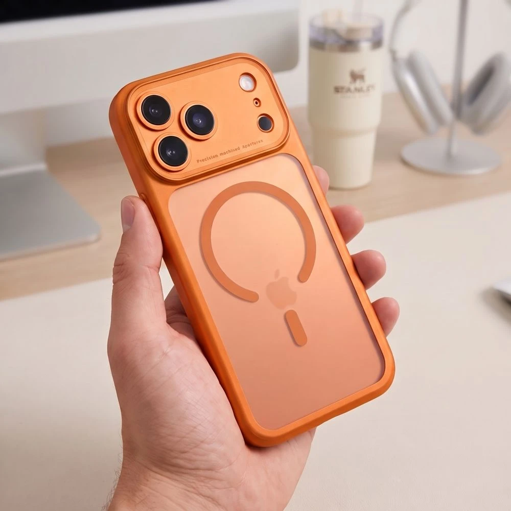 Dėklas TECH-PROTECT MAGPEAK MagSafe CC iPhone 17 Pro / 18 Pro MATINIS KOSMINĖS ORANŽINĖS SPALVOS