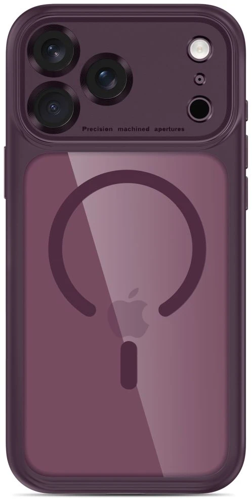 Dėklas TECH-PROTECT MAGPEAK MagSafe CC iPhone 17 Pro Max / 18 Pro Max TAMSIAI VYŠNINĖ/SKAIDRI