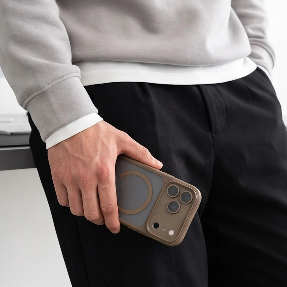 Tech-Protect MagPeak MagSafe CC dėklas iPhone 18 Pro / 17 Pro - matinė smėlio spalva