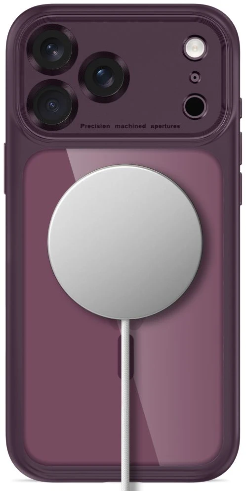 Dėklas TECH-PROTECT MAGPEAK MagSafe CC iPhone 17 Pro Max / 18 Pro Max TAMSIAI VYŠNINĖ/SKAIDRI
