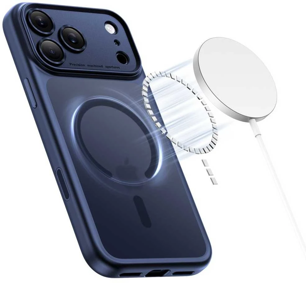 „Tech-Protect Magpeak Magsafe CC“ dėklas, skirtas „iPhone 17 Pro Max“ – matinės mėlynos spalvos Mėlyna