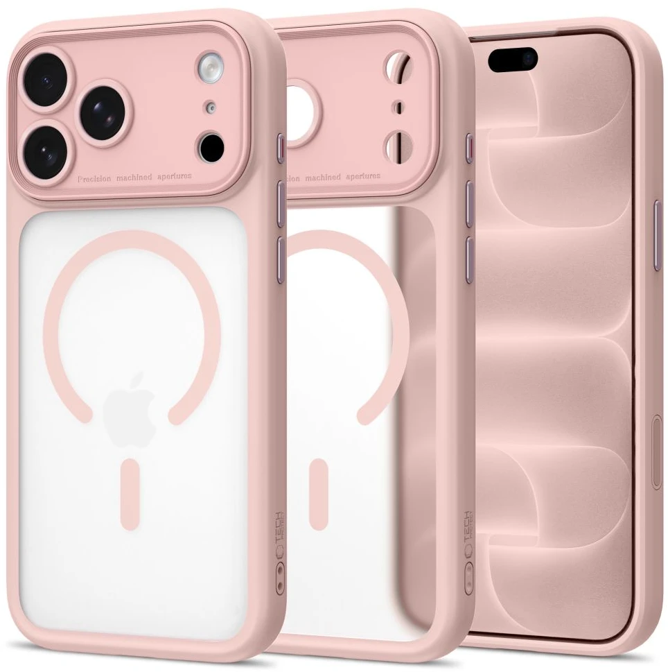 Tech-Protect MagPeak MagSafe CC dėklas skirtas iPhone 18 Pro / 17 Pro - Matinė rožinė