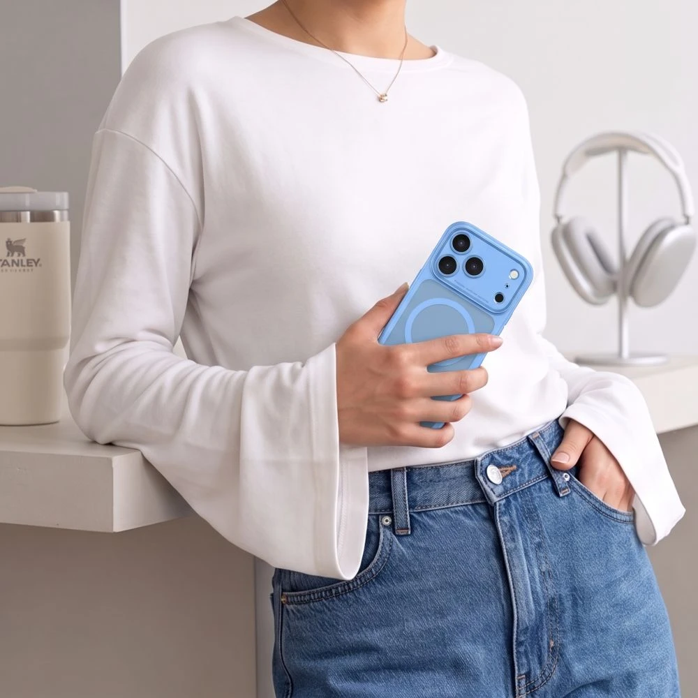 Dėklas TECH-PROTECT MAGPEAK MagSafe CC iPhone 17 Pro Max / 18 Pro Max MATINIS ŠVIESIAI MĖLYNAS