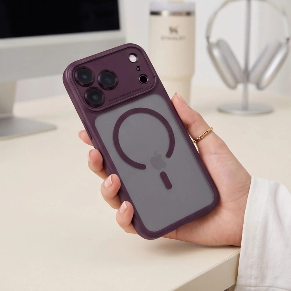 Dėklas TECH-PROTECT MAGPEAK MagSafe CC iPhone 17 Pro Max / 18 Pro Max MATINIS TAMSIAI VYŠNINIS