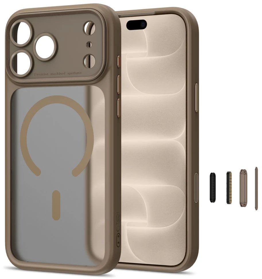 Tech-Protect MagPeak MagSafe CC dėklas iPhone 18 Pro / 17 Pro - matinė smėlio spalva