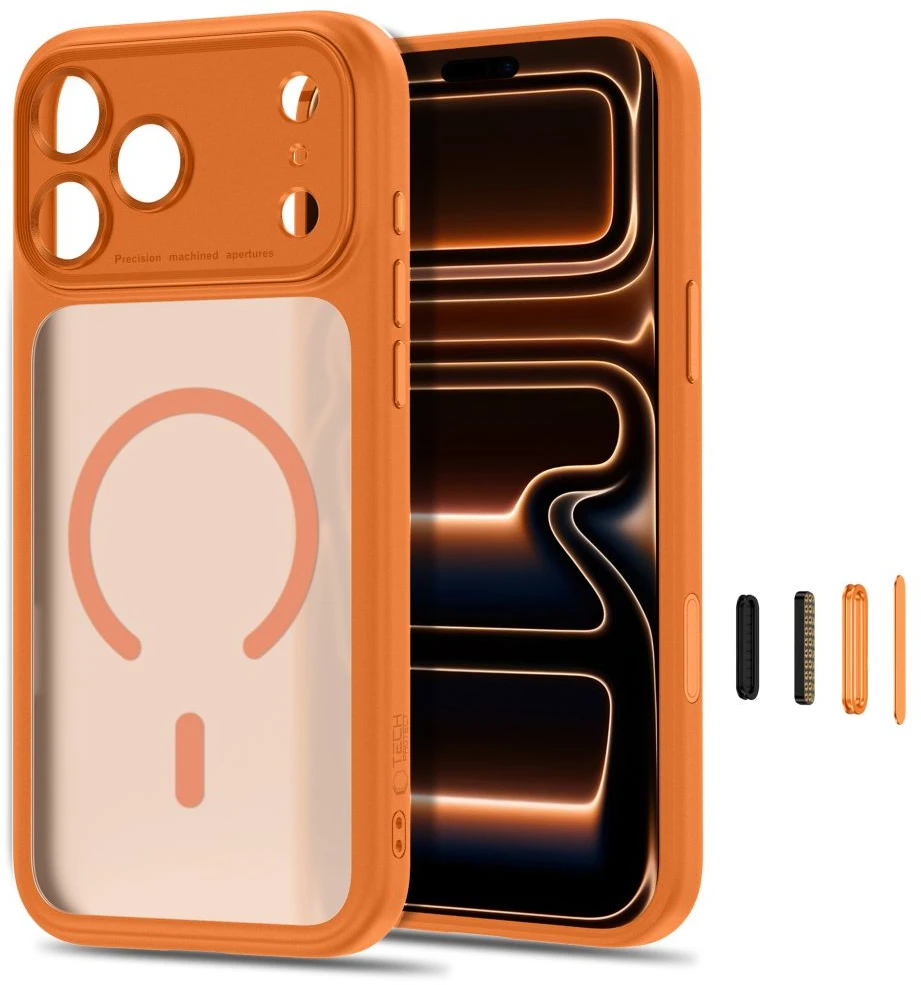 Dėklas TECH-PROTECT MAGPEAK MagSafe CC iPhone 17 Pro Max / 18 Pro Max MATINIS COSMIC Oranžinis