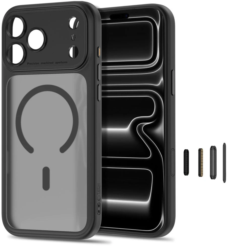 Dėklas TECH-PROTECT MAGPEAK MagSafe CC iPhone 17 Pro Max / 18 Pro Max MATINIS juodos spalvos