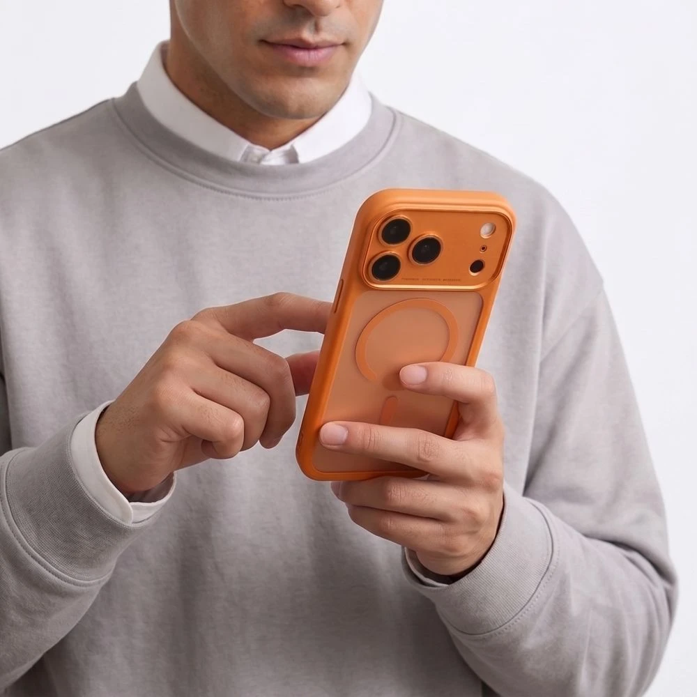 Dėklas TECH-PROTECT MAGPEAK MagSafe CC iPhone 17 Pro Max / 18 Pro Max MATINIS COSMIC Oranžinis