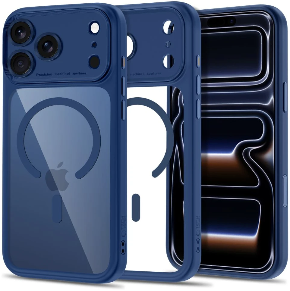 Tech-Protect MagPeak MagSafe CC dėklas iPhone 18 Pro / 17 Pro - skaidrus tamsiai mėlynas