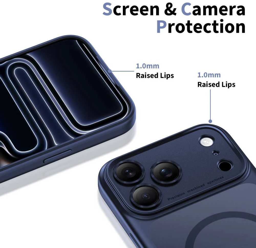 „Tech-Protect Magpeak Magsafe CC“ dėklas, skirtas „iPhone 17 Pro Max“ – matinės mėlynos spalvos Mėlyna