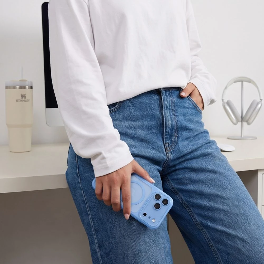 Dėklas TECH-PROTECT MAGPEAK MagSafe CC iPhone 17 Pro Max / 18 Pro Max ŠVIESIAI MĖLYNAS/SKAIDRUS
