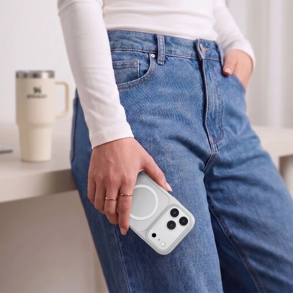 Tech-Protect MagPrime MagSafe CC dėklas, skirtas iPhone 18 Pro / 17 Pro – matinė pilka