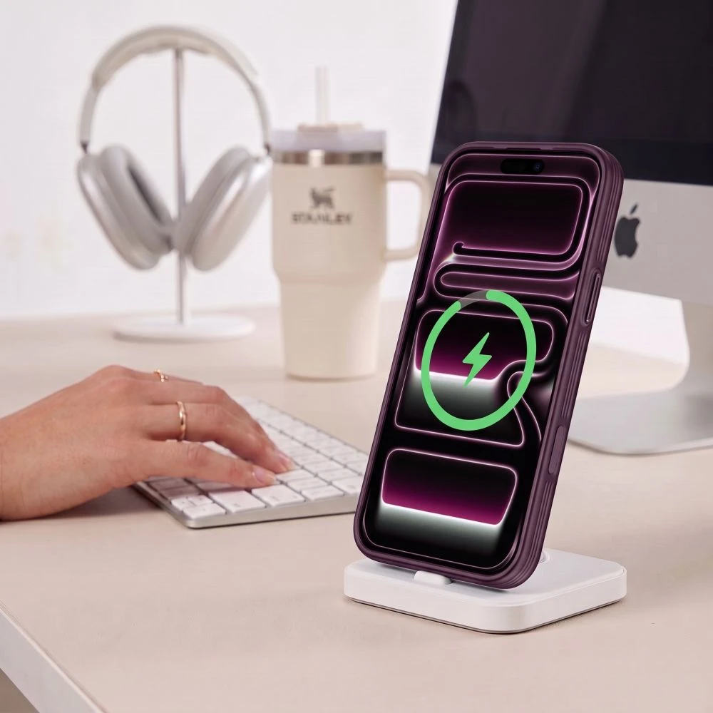 Tech-Protect MagPrime MagSafe CC dėklas, skirtas iPhone 18 Pro Max / 17 Pro Max – bordo spalvos