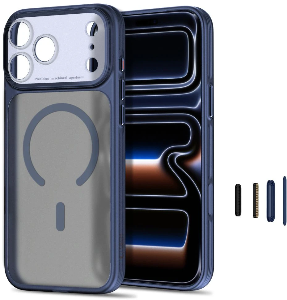 Tech-Protect MagPrime MagSafe dėklas „CC“ iPhone 18 Pro Max / 17 Pro Max – matinis tamsiai mėlynas