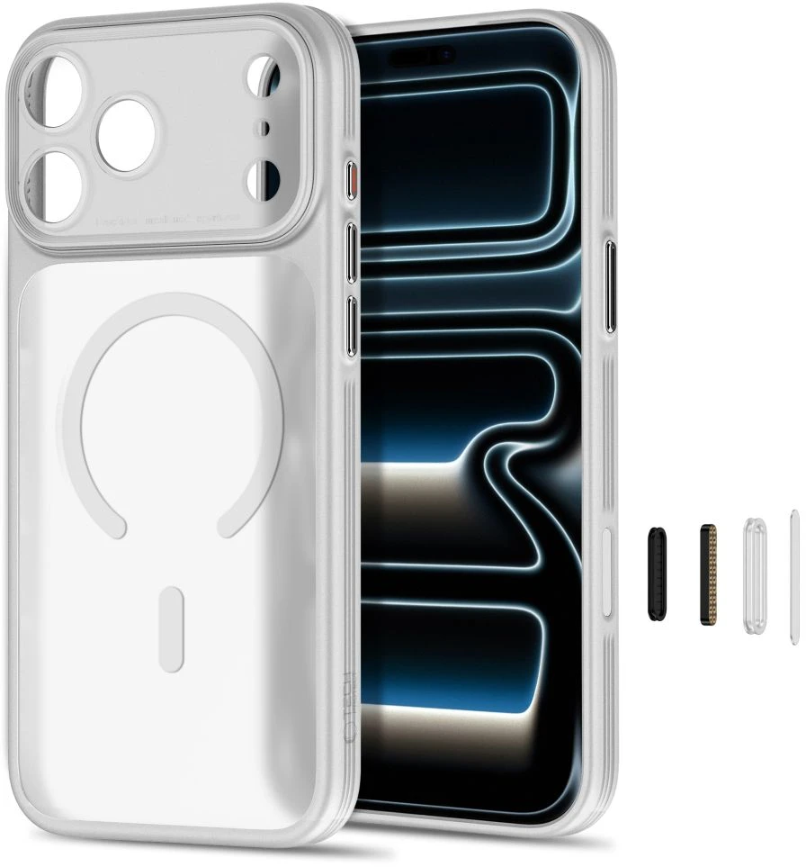 Tech-Protect MagPrime MagSafe CC dėklas, skirtas iPhone 18 Pro / 17 Pro – matinė pilka