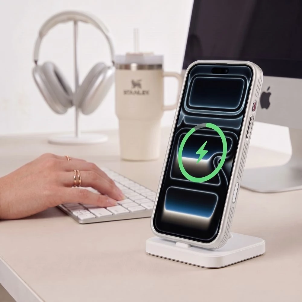Tech-Protect MagPrime MagSafe CC dėklas, skirtas iPhone 18 Pro / 17 Pro – matinė pilka