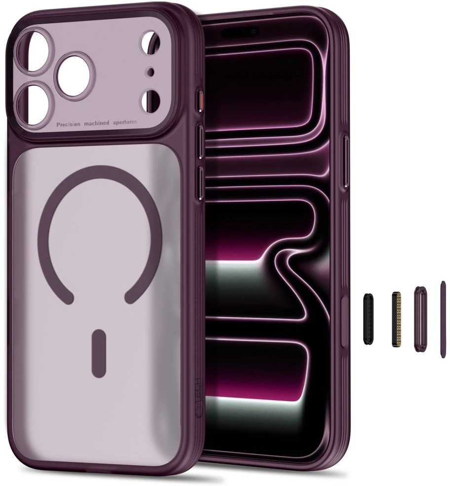 Tech-Protect MagPrime MagSafe CC dėklas, skirtas iPhone 18 Pro Max / 17 Pro Max – bordo spalvos