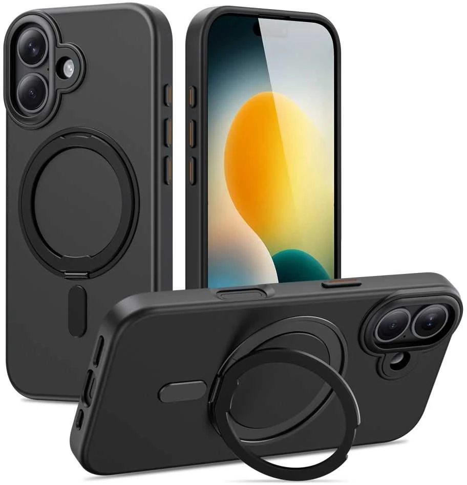 Tech-Protect MagRing MagSafe dėklas skirtas Apple iPhone 17 – matinis juodos spalvos