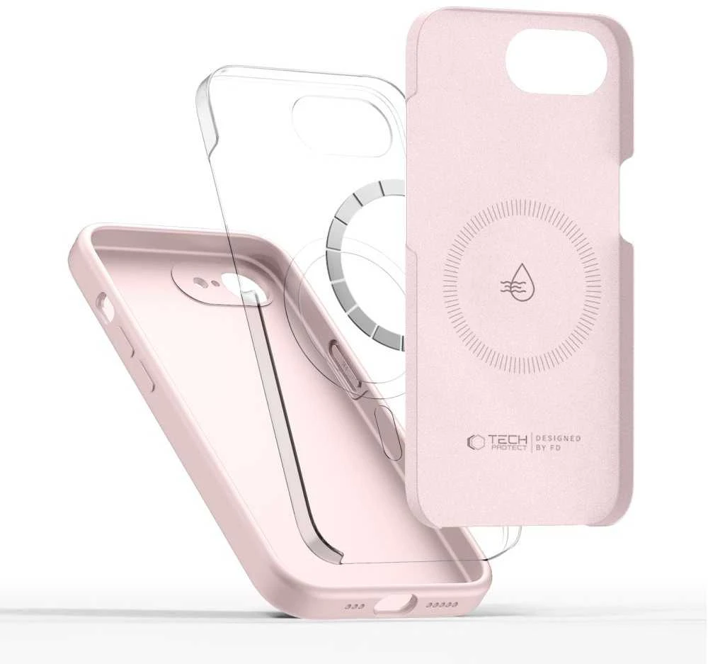 „Tech-Protect SILICONE MagSafe“ dėklas Apple iPhone 16E / 17E, Rožinis PEARL