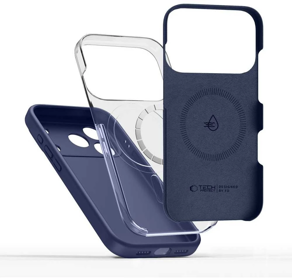 „Tech-Protect“ silikoninis „MagSafe“ dėklas, skirtas „iPhone 17 Pro Max“ – tamsiai mėlynas Mėlyna