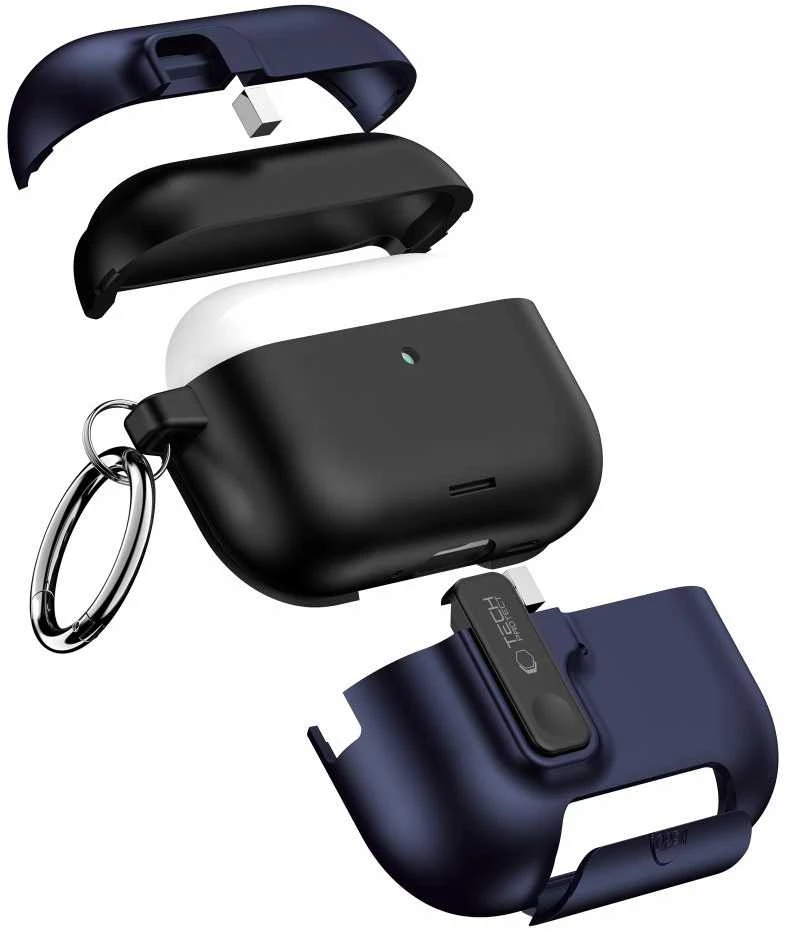 „Tech-Protect Slim Hook“ dėklas, skirtas „AirPods Pro 3“ ausinėms – tamsiai mėlynas Mėlyna