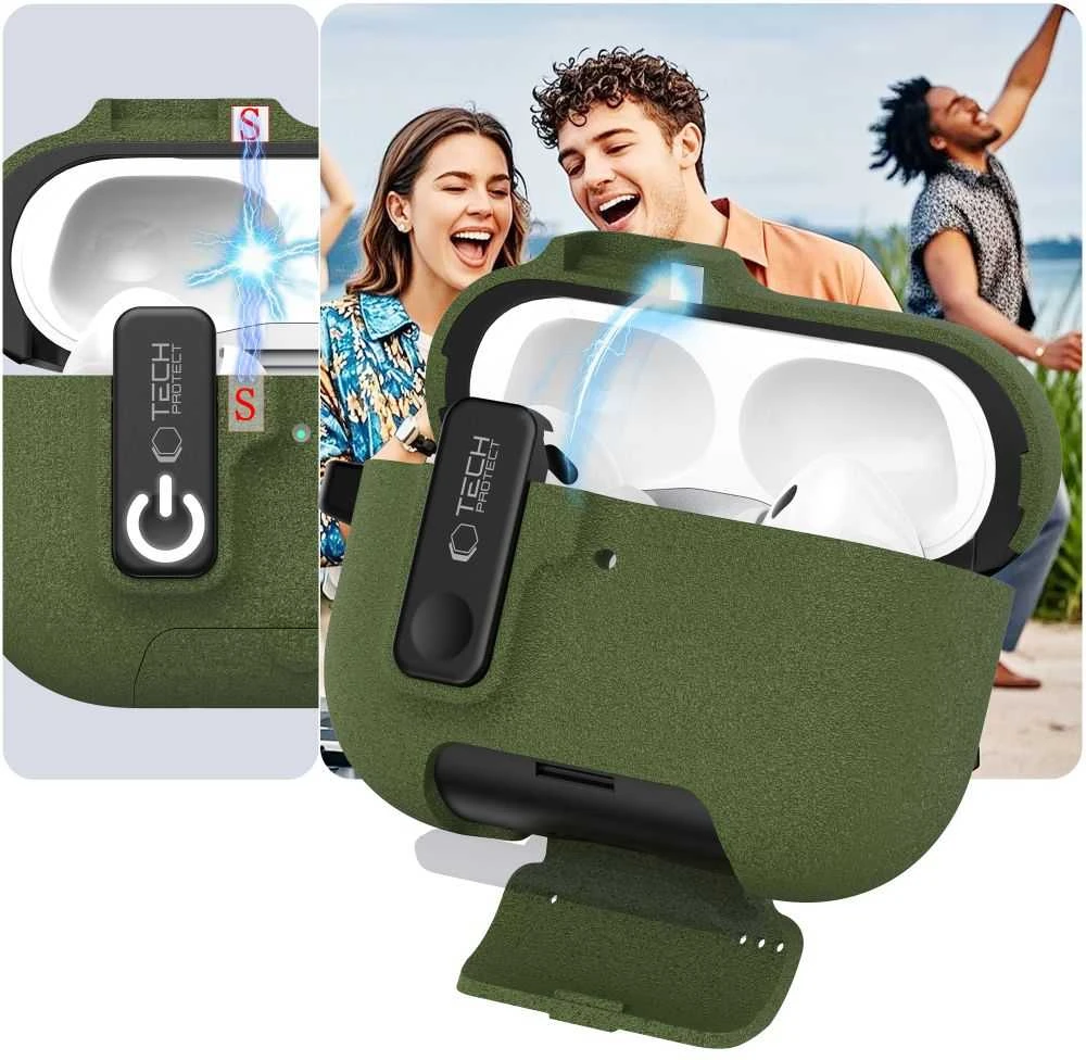 „Tech-Protect“ plonas kabliuko dėklas, skirtas „AirPods Pro 3“ ausinėms - Žalias