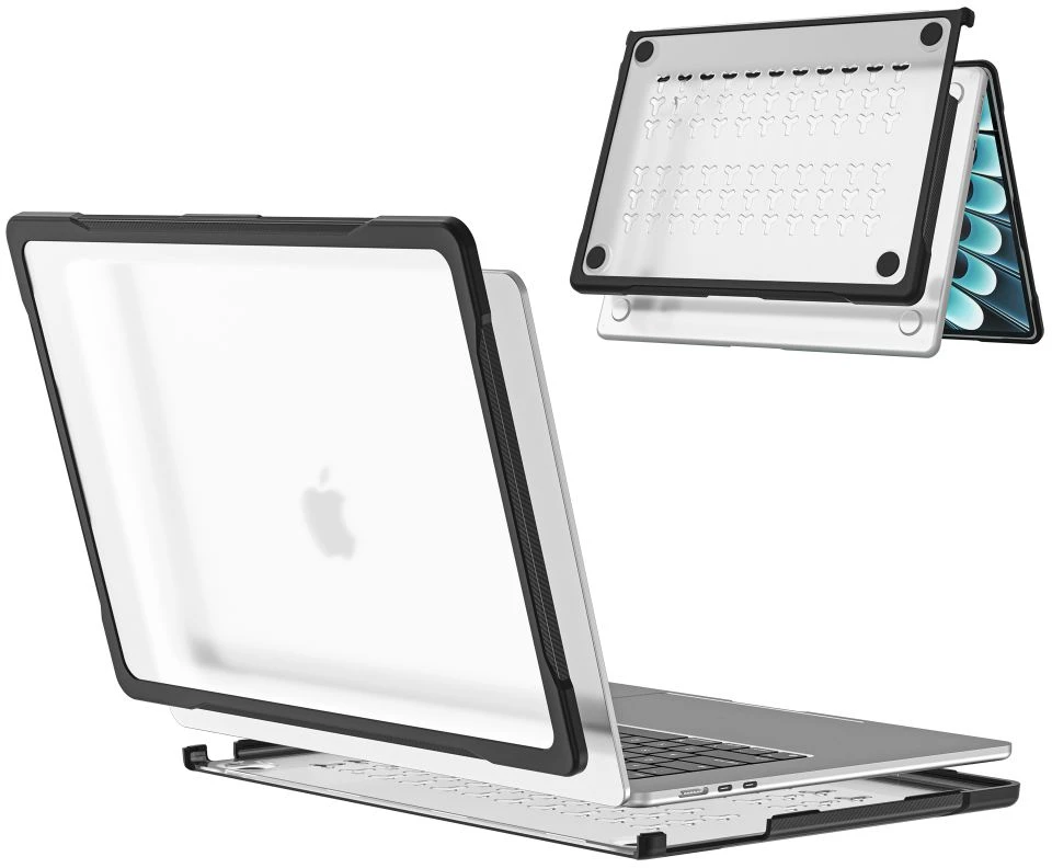 „Tech-Protect Velar MacBook Air 15 M2-M5 2023-2026“ juodas/matinis skaidrus