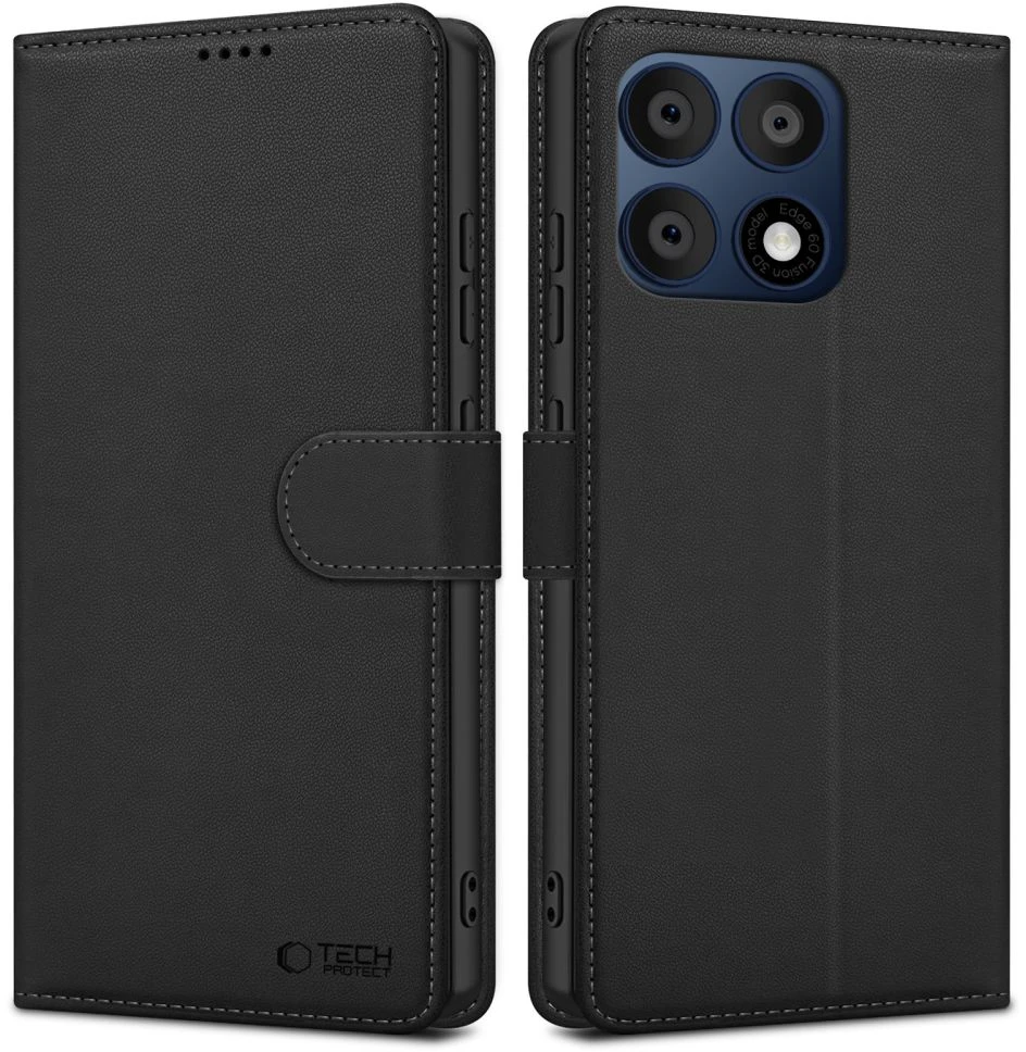 Tech-Protect piniginės tipo Dėklas Motorola Edge 70 Pro 5G juodos spalvos