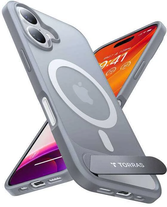 Dėklas Torras Pstand serija su iPhone 16 Plus (titano pilka)