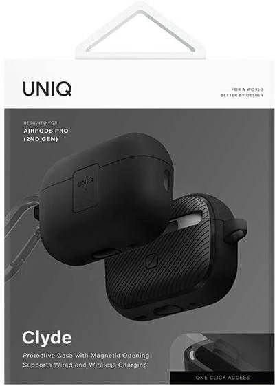 UNIQ Clyde Lock Dėklas AirPods Pro 2 (2022/2023) juodos spalvos-dark pilkos spalvos/charcoal-dark pilkos spalvos
