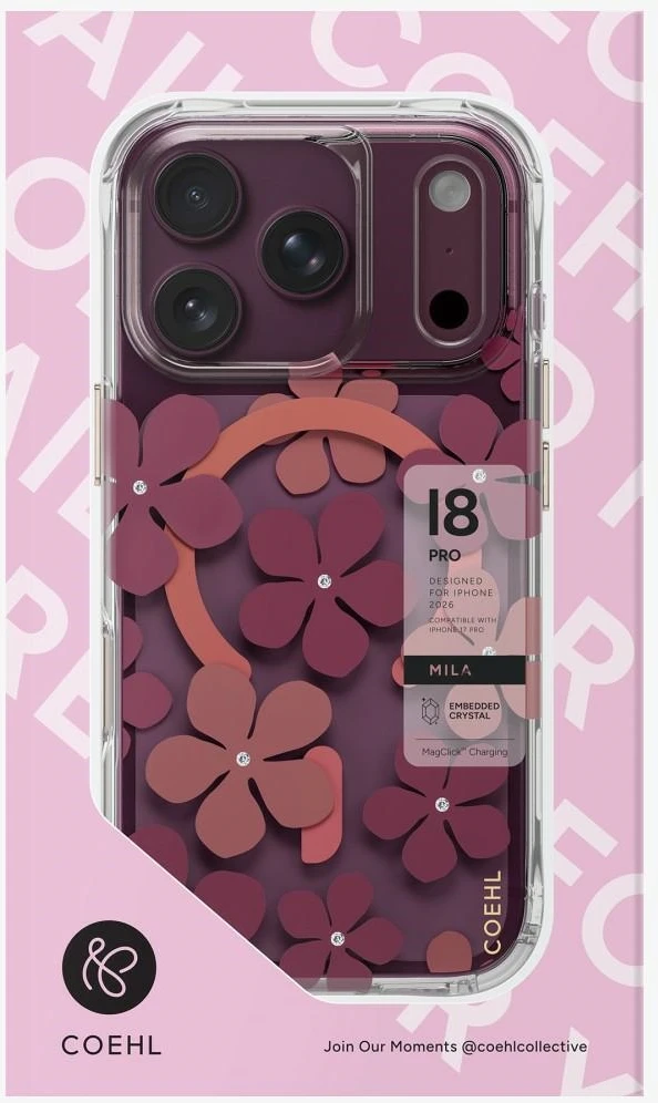 Dėklas UNIQ Coehl Mila, skirtas iPhone 18 Pro / 17 Pro, su magnetiniu įkrovimu, bordo spalvos