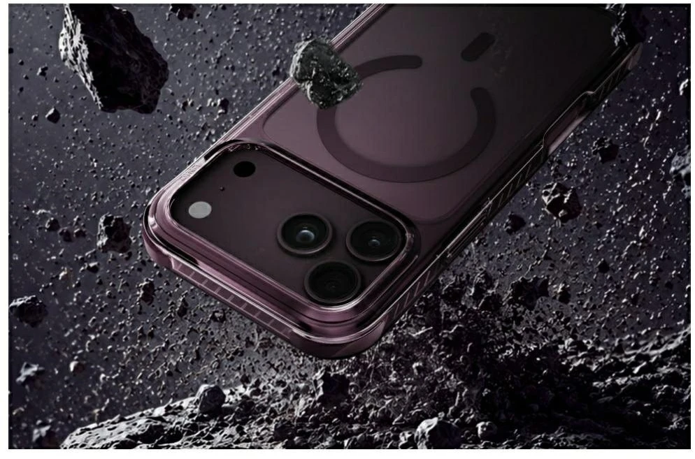 UNIQ Combat dėklas, skirtas iPhone 18 Pro Max / 17 Pro Max Magclick Charging, burgundinis